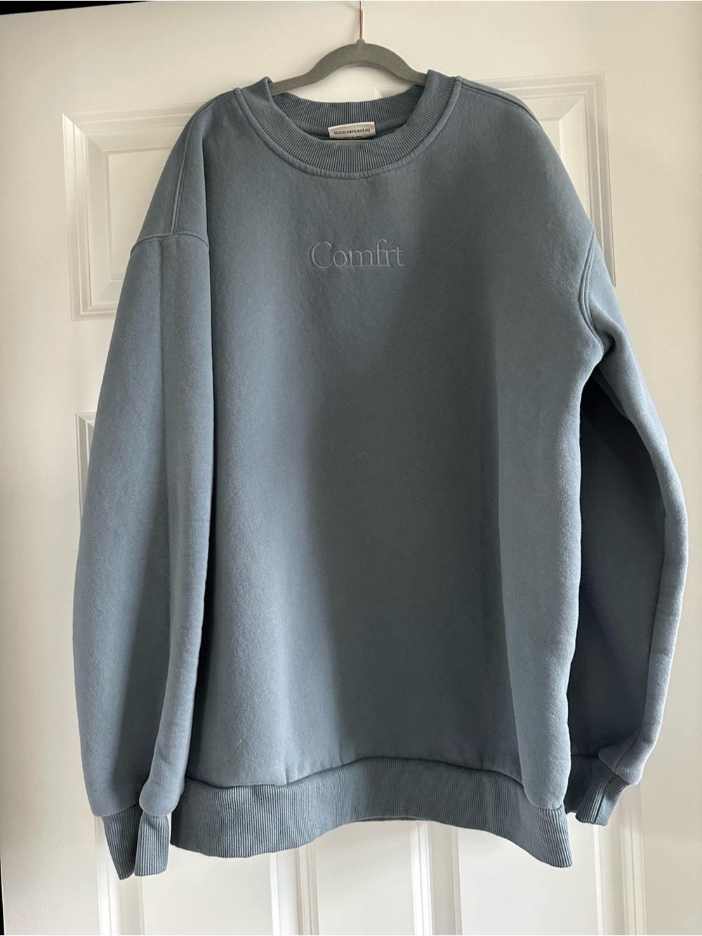 Comfort Embroidered Crewneck Sweatshirt - Dusty Blue